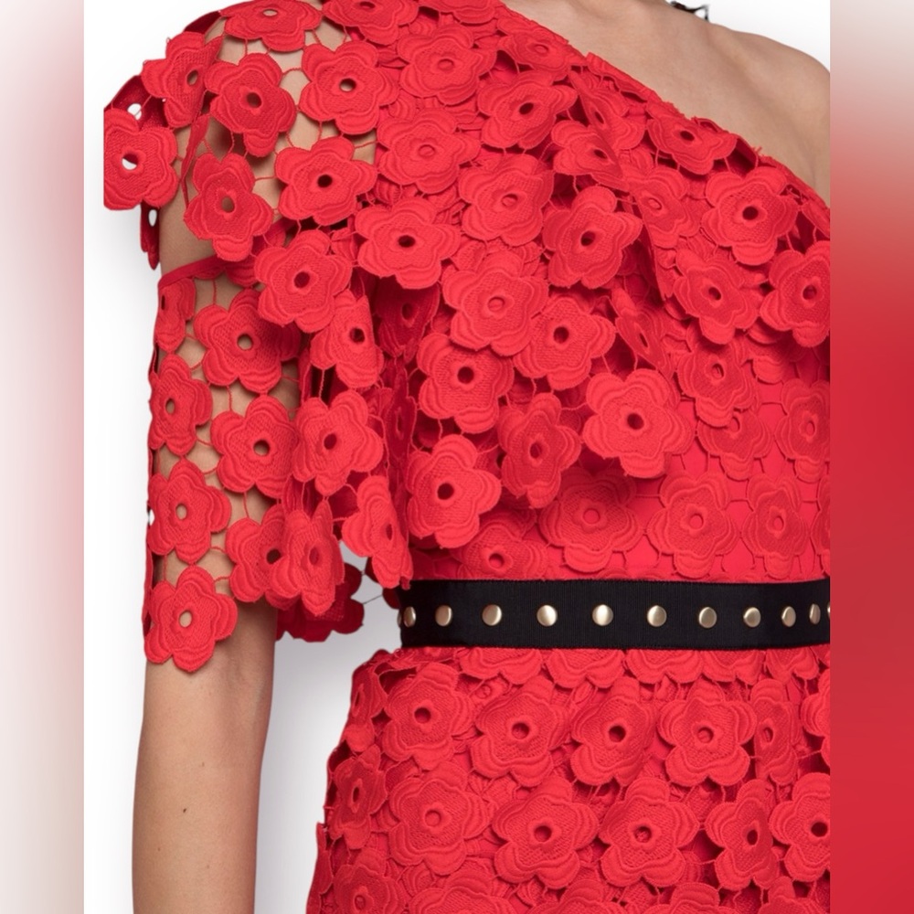 🛍️SALE🛍️ Juicy Couture Black Label Floral Guipure One Shoulder Midi Dress (NWOT) - Picture 3 of 8